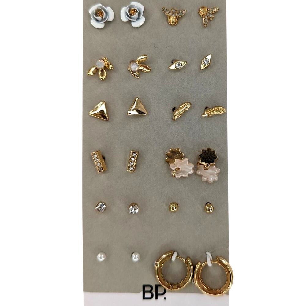 Set of 12 Earrings Firefly Roses Studs Huggie by BP